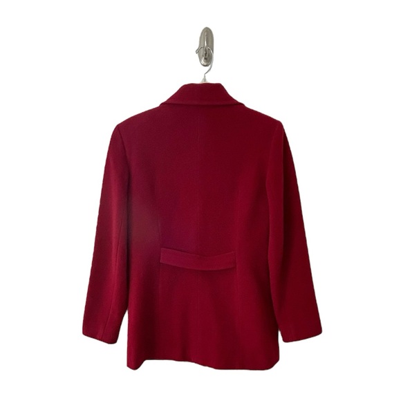 Jones New York Women’s Red Double Breasted Wool Winter Pea Coat Size 8 - Picture 2 of 14